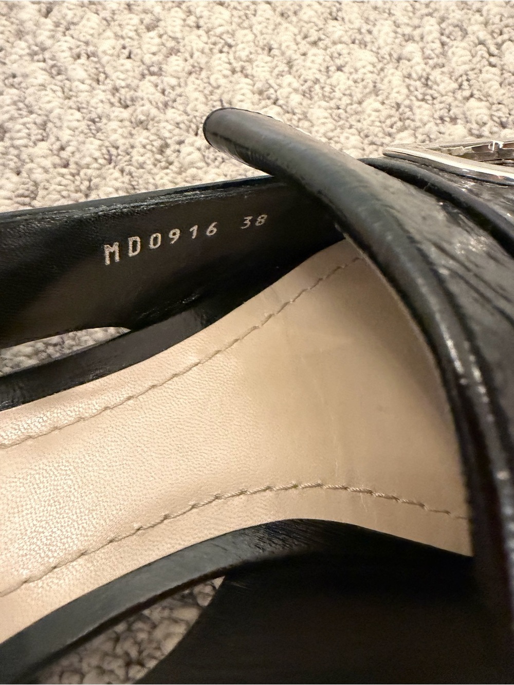 CHRISTIAN DIOR Black Patent Slingback Loafer with Silver Buckle, Size 38 - Picture 3 of 7